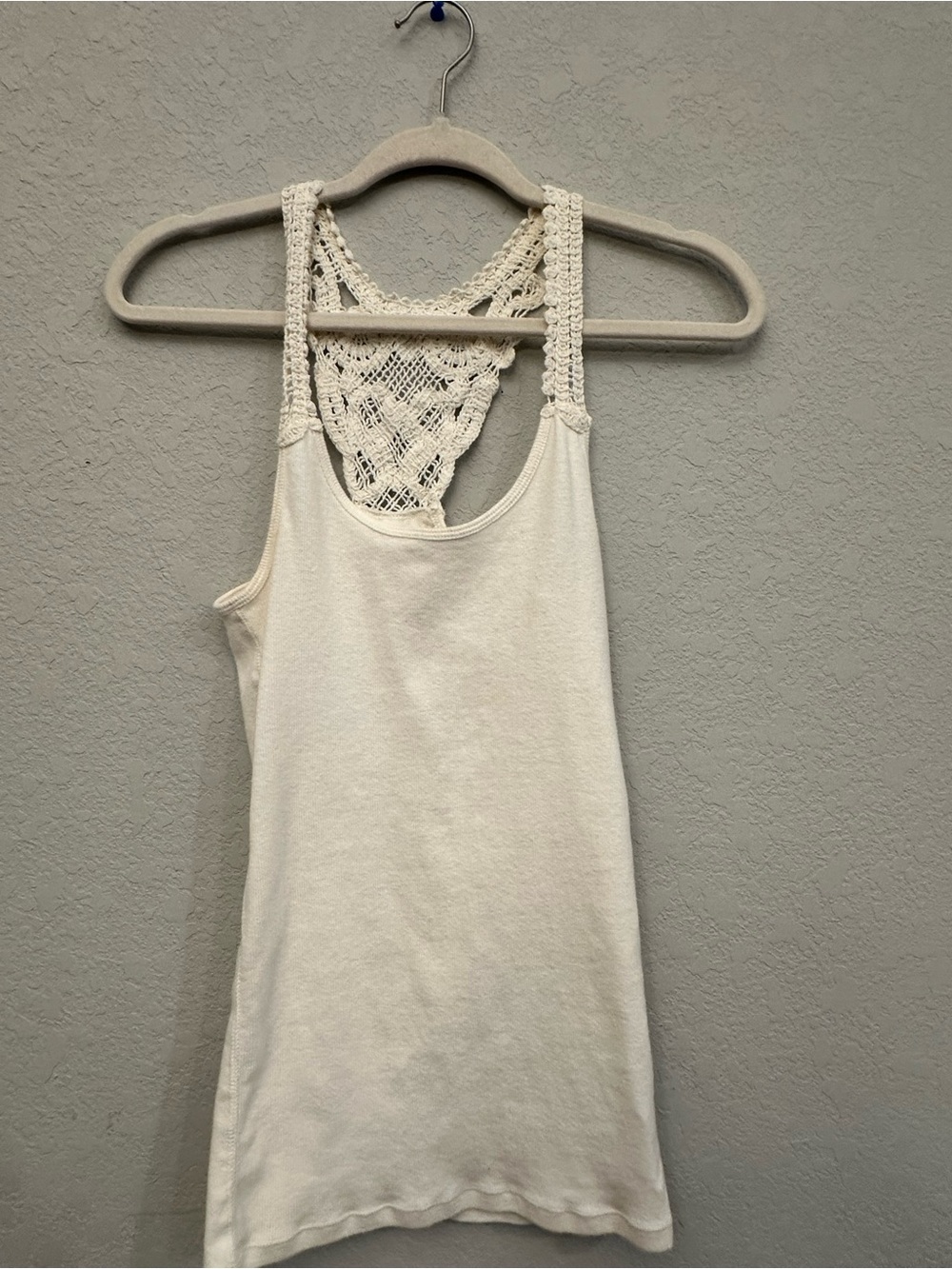 American Eagle Crochet Back Tank Top - Cream Women's Sleeveless Top M